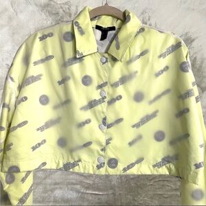 Forever 21 Cropped Yellow Money Print Jacket Size Medium